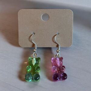 Gummy Bears Candy Theme MISMATCHED Dangle Earrings Silver Tone Jewelry Gift NEW